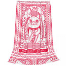 Ljojo Maneki Neko Fleece Blanket - Super Soft Lucky Cat Bed Throw