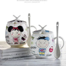Ljojo 410ml Bone  Boy Girl Cartoon Tumbler with Lid and Spoon