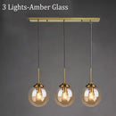 Ljojo Amber Smoke Gray Glass Pendant Lamp LED E27 Hanging Light Dining Room Kitchen Island