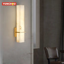 Cuboid Natural Marble Wall Lamp Copper Rectangular for Living Room Bedroom by Ljojo