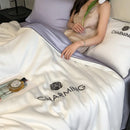 Ljojo Luxury Embroidery Summer Blanket - Lightweight Cooling Quilt - Soft Skin-friendly Comforter