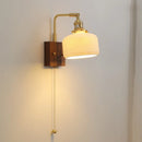 Ljojo LED Wall Sconce Pull Chain Switch Copper Ceramic Nordic Stair Light Fixtures