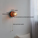 Ljojo LED Wall Lamp Pull Chain Switch Wood Stair Lighting Mirror Light