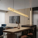 Italian Light Luxury Minimalist Restaurant Chandelier 2025 New All Copper LED Strip Island Table Long Chandelier.