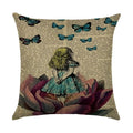 Ljojo Linen Butterfly Flower Sofa Cushion Cover 45*45 - Home Decor Printed Pillow Case