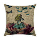 Ljojo Linen Butterfly Flower Sofa Cushion Cover 45*45 - Home Decor Printed Pillow Case