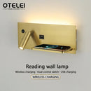 Ljojo LED Wall Lights with Wireless Charger, USB Interface, Minimalist Design for Living Rooms & Bedrooms