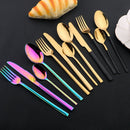 Ljojo 24-Piece Stainless Steel Gold Dinnerware Set with Cutlery & Utensils