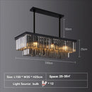 Nordic Luxury K9 Crystal Rectangle Chandelier Smoky Gray Hanging Light - Ljojo