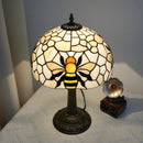 Ljojo 12-Inch Stained Glass Table Lamp with Bee Wave Shell Lampshade