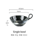 Ljojo Marble Pattern Ceramic Bowl with Handle, Set of 4