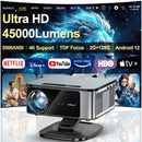 Ljojo™ 4K UHD Laser Projector 45000 Lumens Android 12 WiFi Home Theater Movie