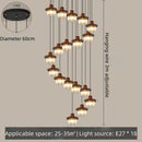 French Retro Staircase Chandelier Solid Wood and Glass for Luxe Staircase Decor by Ljojo