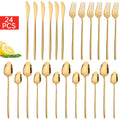 Ljojo 24-Piece Black Stainless Steel Christmas Dinnerware Set