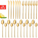 Ljojo 24-Piece Black Stainless Steel Christmas Dinnerware Set