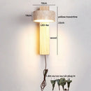 Ljojo LED Wall Light Mirror Stone Wood Wall Art Decor Bedroom Lamp
