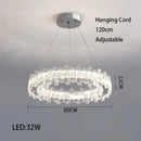 Ljojo LED Crystal Ceiling Lamp Modern Square Dimmable Dining Room Fixture