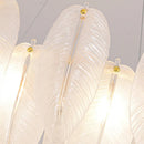 Ljojo Modern Luxury Gold Feather Glass Chandelier Pendant Light for Living Room Bedroom