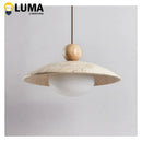 Ljojo Yellow Travertine Pendant Light - Modern Cave Stone Hanging Lamp for Kitchen Island