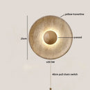 Ljojo LED Wall Sconce Wabi Sabi Yellow Travertine Stone Wood Bedroom Lamp