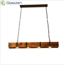 Ljojo Industrial Minimalist LED Pendant Lights Solid Wood Column Chandelier for Living Room