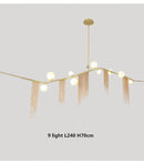 Ljojo Modern Nordic Designer G9 Gold Tassel Glass Chandelier for Living Room Dining Hall