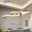 Nordic LED Pendant Lights: Serpentine Golden Ring Chandelier for Living Room by Ljojo