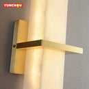 Cuboid Natural Marble Wall Lamp Copper Rectangular for Living Room Bedroom by Ljojo