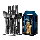 Ljojo 24-Piece Stainless Steel Hammer Pattern Cutlery Set
