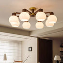 Nordic Glass LED Chandelier Modern Wooden Pendant Lamp Home Decor by Ljojo
