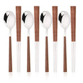 Ljojo Luxury Wooden Handle Cutlery Set - 8/12Pcs, Korean Style Flatware & Chopsticks