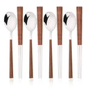 Ljojo Luxury Wooden Handle Cutlery Set - 8/12Pcs, Korean Style Flatware & Chopsticks