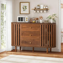 Ljojo™ Fluted Wooden Sideboard Buffet with Drawers and Shelves