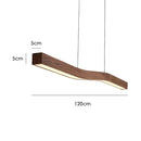 Retro Camur Linear Pendant Light | Walnut Wood Grain Hanging Lamp by Ljojo