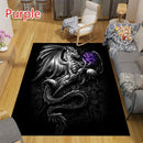 Dragon Rose Pattern Rug Non-slip Mat for Bedroom Living Room by Ljojo.