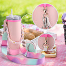 Ljojo 4Pcs Colorful Tumbler Cup Holder Set with Adjustable Strap & Handle