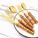 Ljojo 20-Piece Bamboo Handle Stainless Steel Cutlery Set