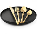 Ljojo 24-Piece Stainless Steel Cutlery Set: Black Silverware Flatware Fork Knife Spoon