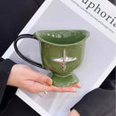 Ljojo 12oz Ceramic Breakfast Mug - Nordic Style Black Green Couple Coffee Cup