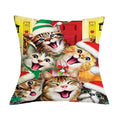 British Cat Golden Retriever Print Linen Cushion Cover - Ljojo Home Decor