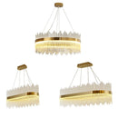 Glass Led Pendant Light Dining Room Chandelier Lustre Metal Suspension Lamp - Ljojo