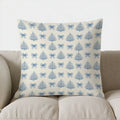 Blue Floral Bow-Patterned Cushion Cover by Ljojo for Sofa, Bedroom, Car