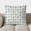 Blue Floral Bow-Patterned Cushion Cover by Ljojo for Sofa, Bedroom, Car