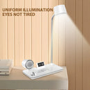 Ljojo LED Desk Lamp Wireless Charger Stand Clock Speaker Night Light USB Port