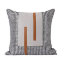 Ljojo Light Luxury Orange Gray Leather Stitching Square Pillow