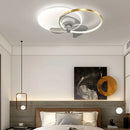 Black Gold LED Ceiling Fan Light Remote Control Bedroom Dining Room Ljojo One Ring Fixture