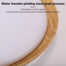 Ljojo Wood Grain LED Ceiling Light: Circular Walnut Remote Control Dimming Home Decor Lamp