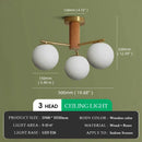 Ljojo Medieval Walnut Wood Glass Ball LED Pendant Lights Chandelier for Home Decoration