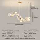 Ljojo Modern Lotus Leaf Ceramics Chandelier Hanging Pendant Lights Home Decor