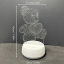 3D Illusion Teddy Bear Night Light Bedlight for Children Bedroom Decoration Gift Ljojo
